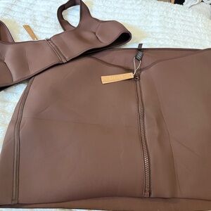 Skims rubberized scuba 2 piece set , scoop bikini top & mini skirt 4x